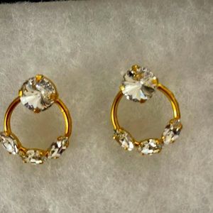 stunning gold and crystal earrings for pierced ears used once